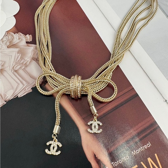 CHANEL Gold Multi-Strand Necklace with Logo Accents - Picture 3 of 5